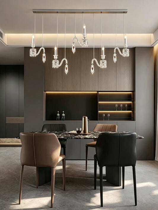 5-Light Linear Crystal Dining Pendant Light