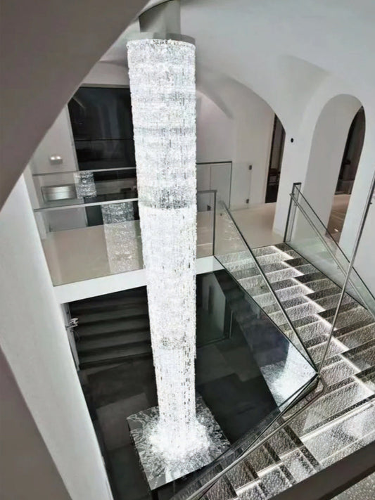 Long Cylinder Crystal Chandelier
