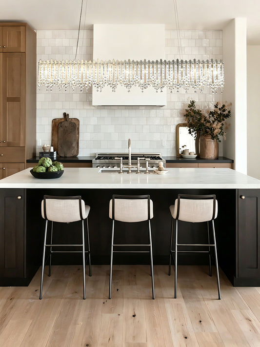 Linear Chrome Crystal Kitchen Island Chandelier