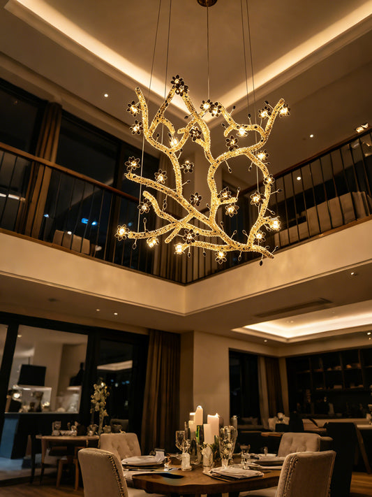 Gold Branch Floral LED Chandelier
