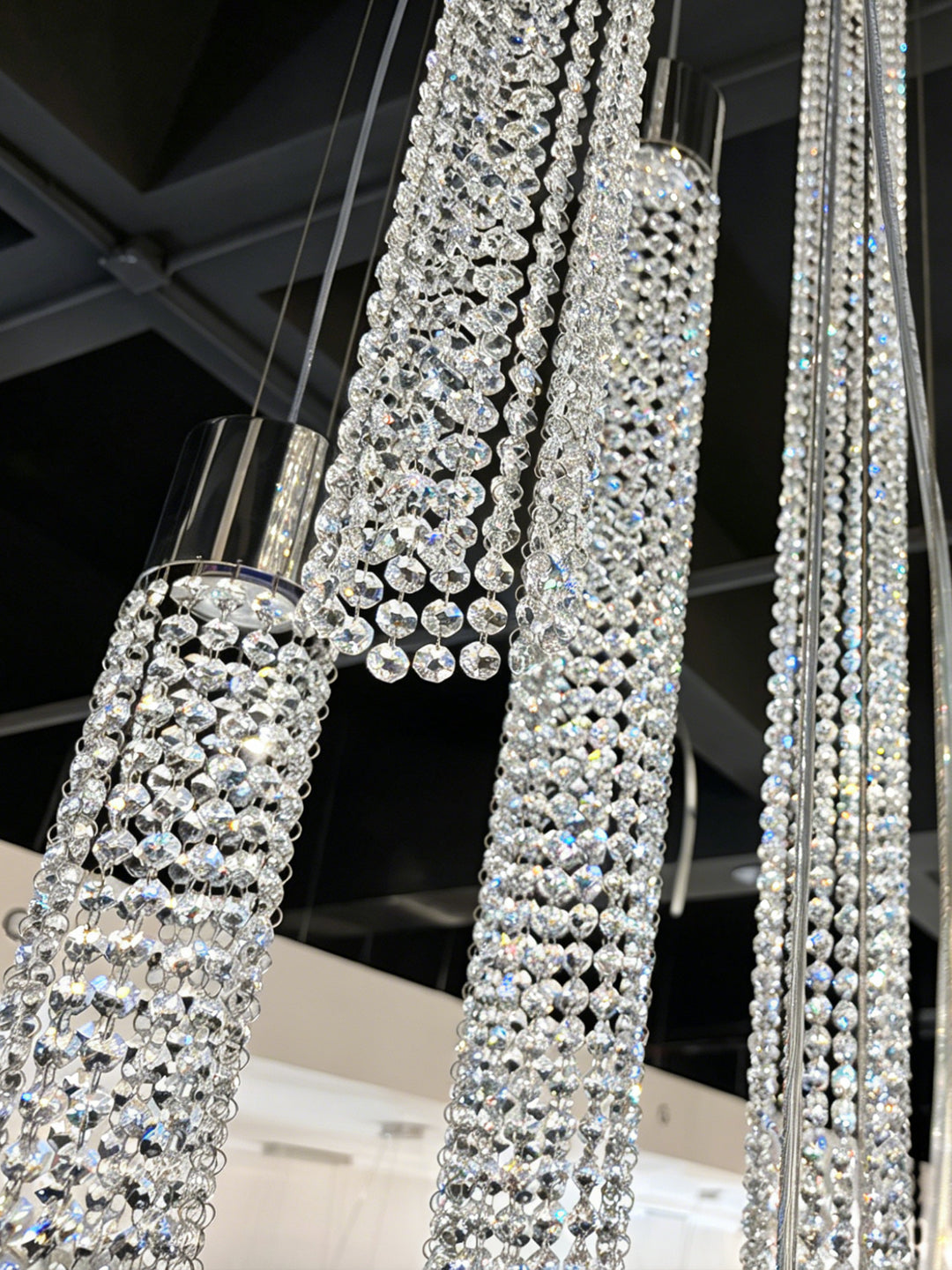 Modern Smoke Gray Glass Tube Chandelier