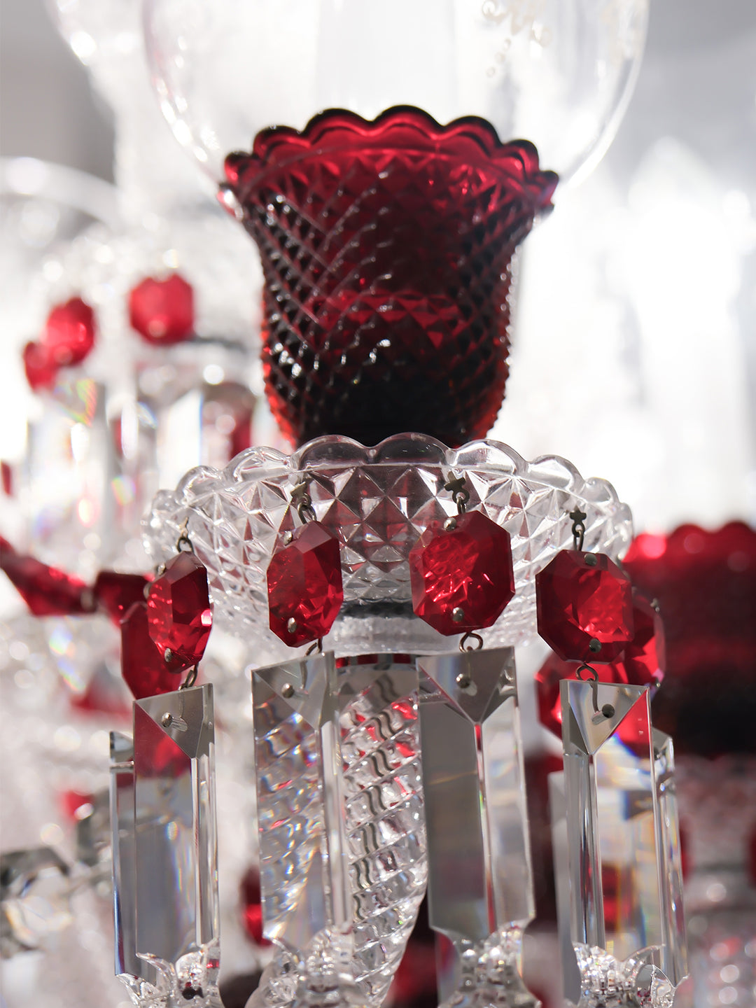 Baccarat-Style Red Crystal Floor Lamp