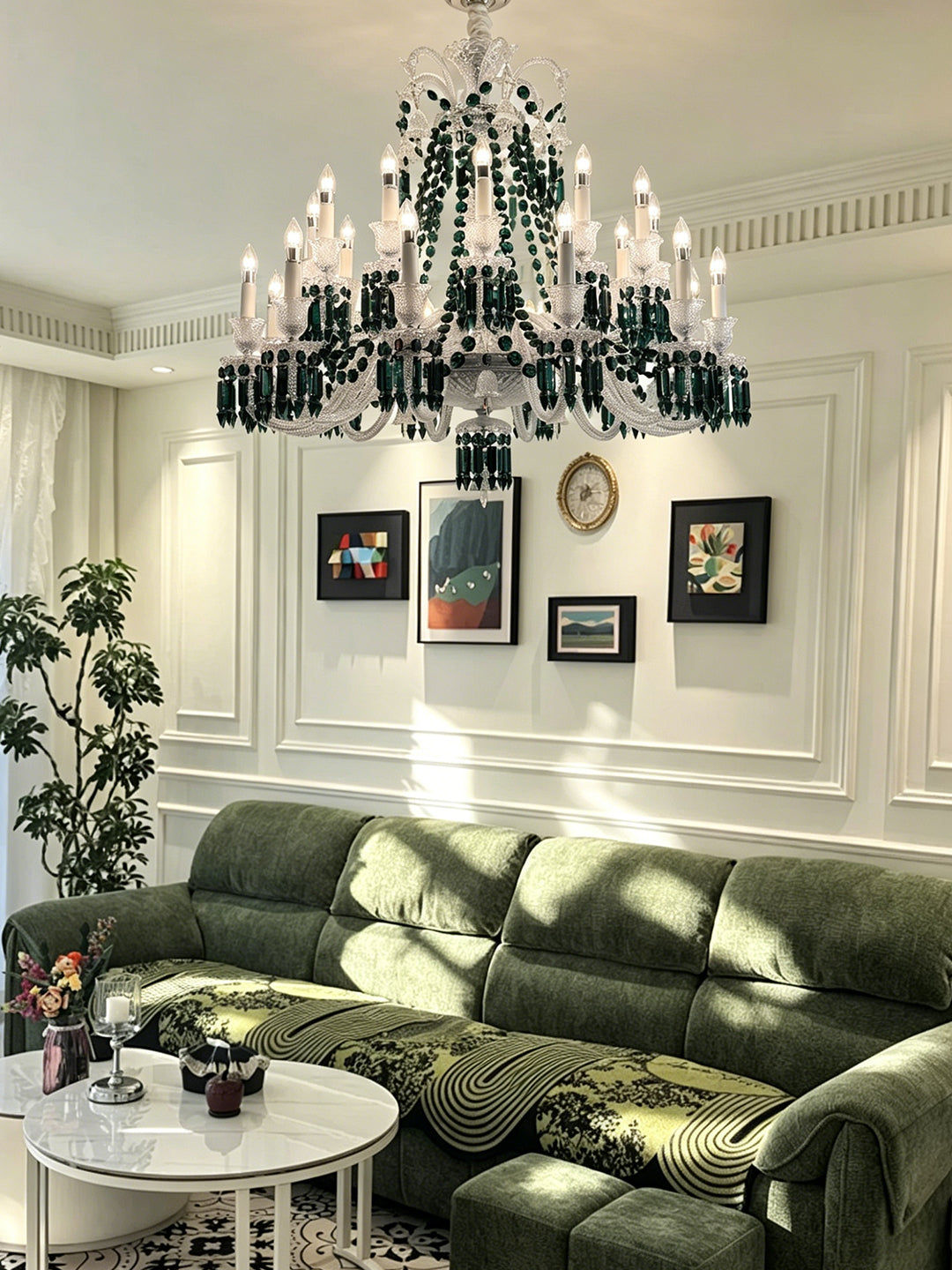 European Vintage Crystal Candelabra Chandelier