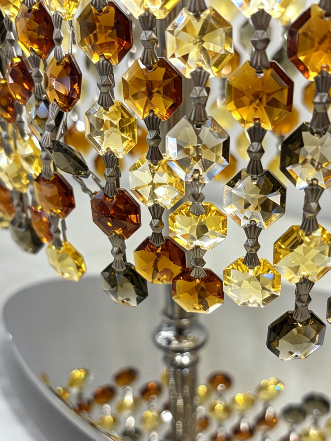 Amber Crystal Cylinder Table Lamp