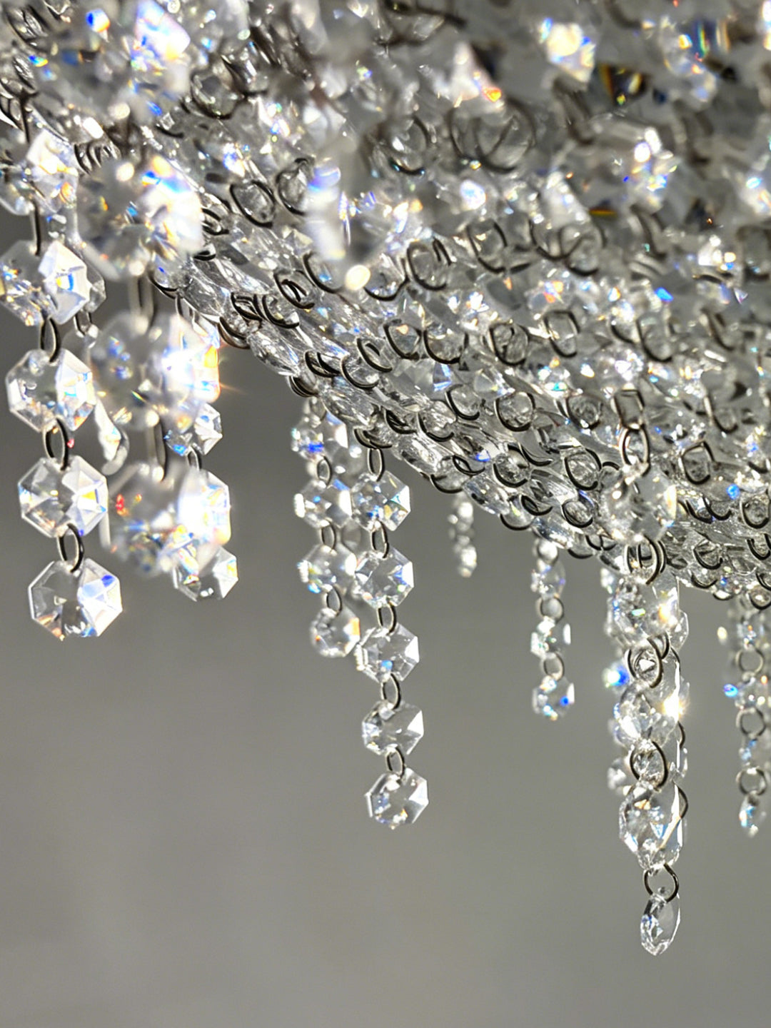 European Style Blue Beaded Bowl Chandelier