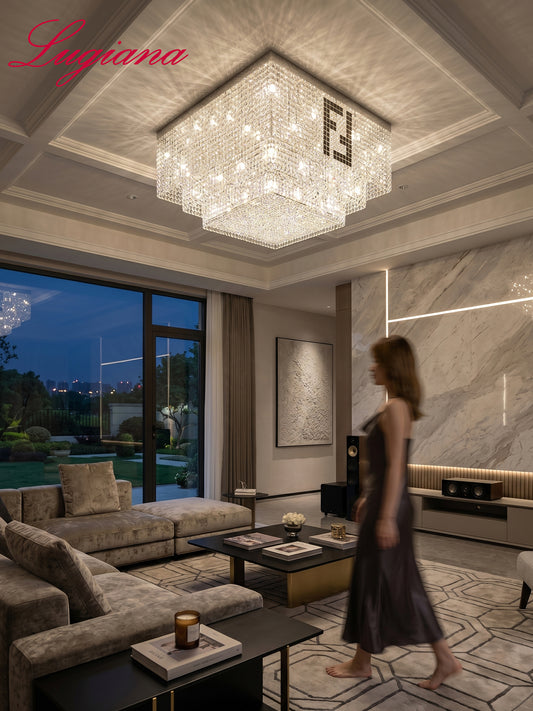 Rectangular Crystal Flush Mount Light