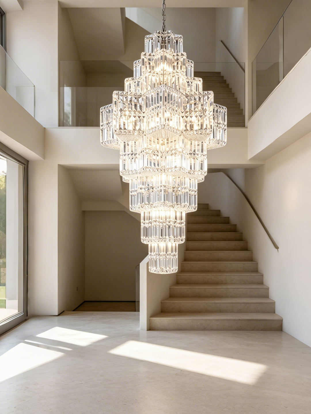 Tiered Pyramid Crystal Chandelier