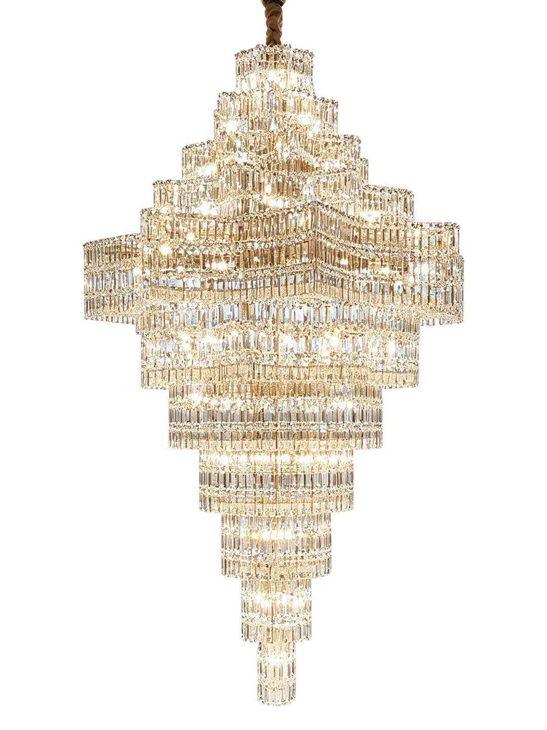 Multi-Tiered Crystal Chandelier for High Ceilings