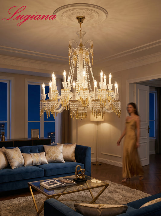 Gold and crystal chandelier