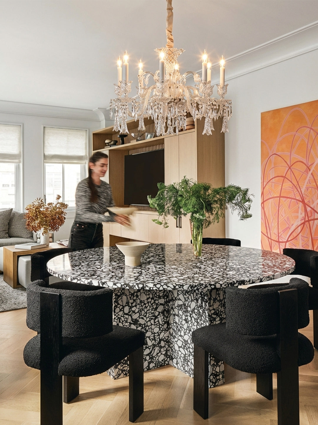Baccarat-Style Clear Crystal Chandelier