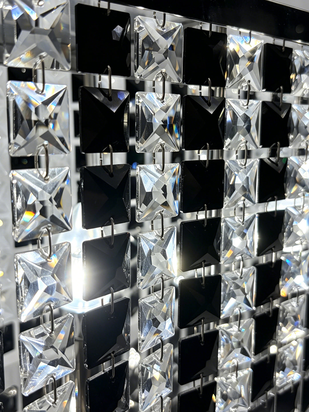 Rectangular Black & Clear Crystal Vanity Light
