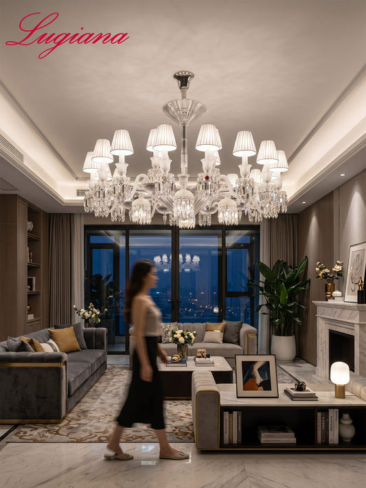 White Shade French Crystal Chandelier