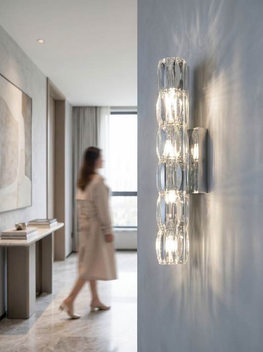 Premium Crystal Column Wall Light Glam Indoor Decor Wall Sconce