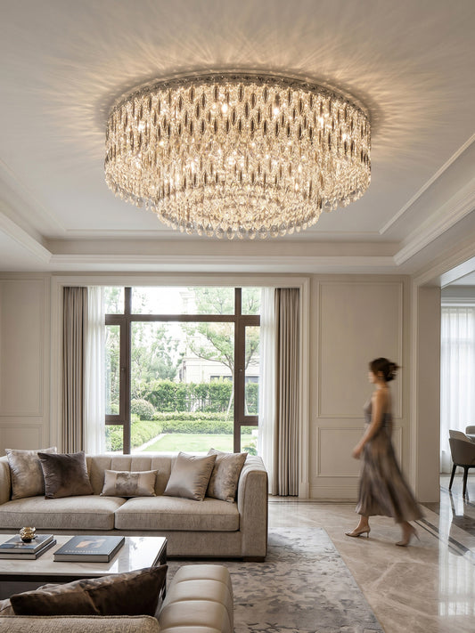 Round Flush Mount Crystal Chandelier