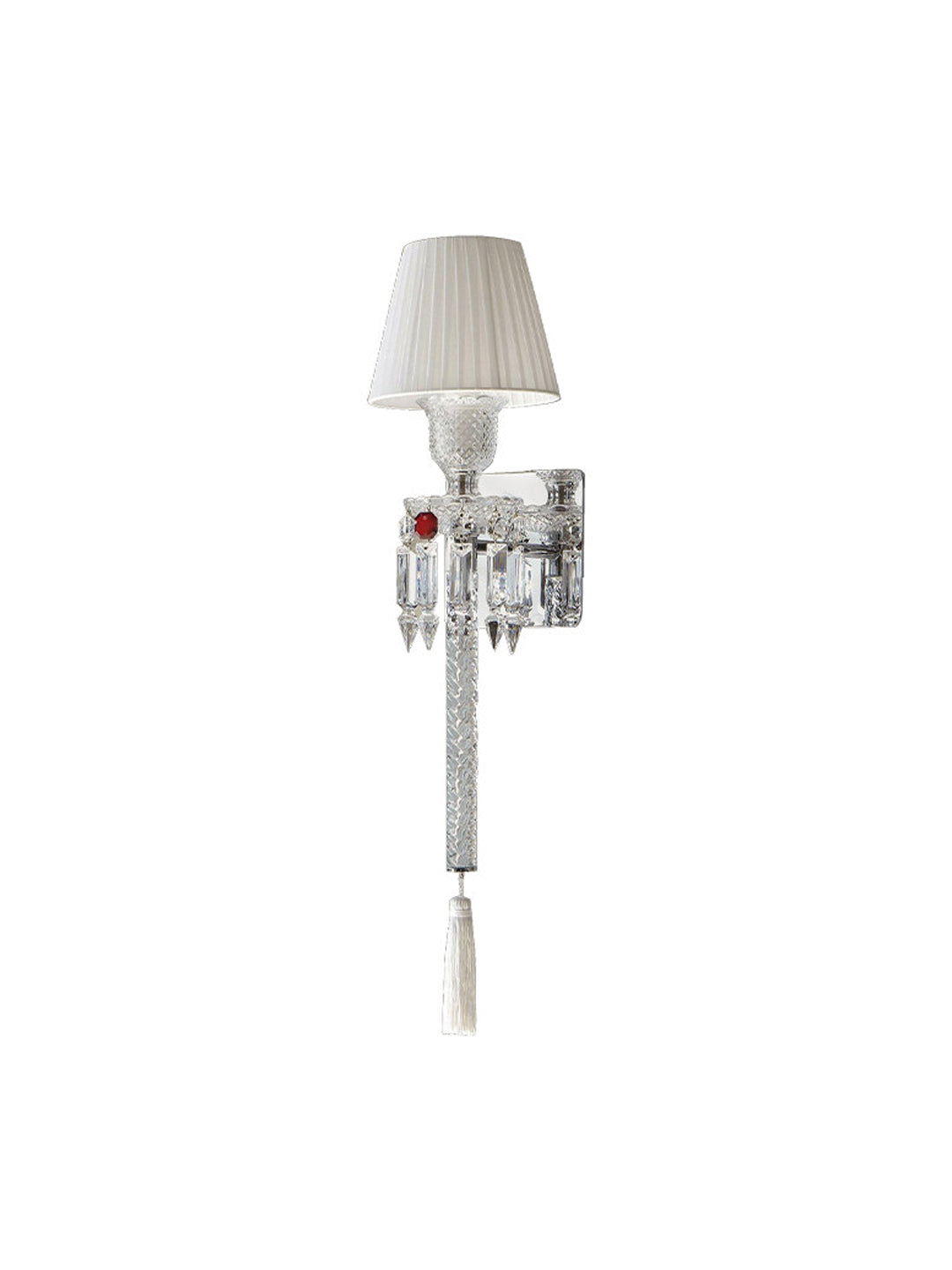 White Pleated Shade Crystal Wall Sconce