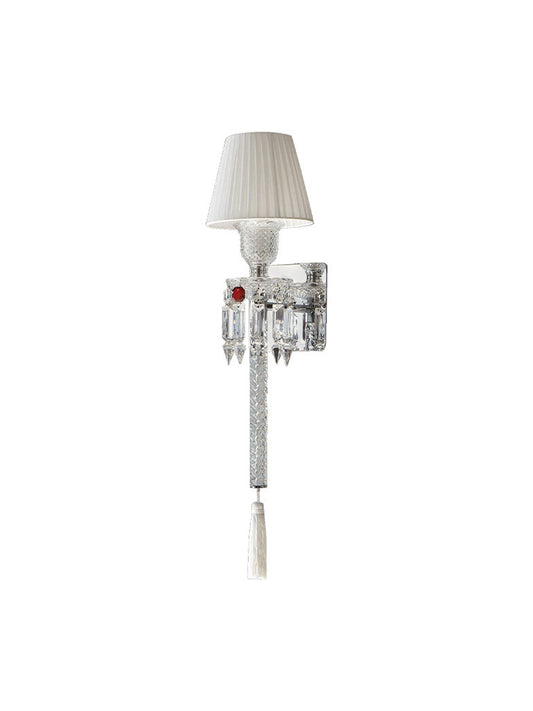 White Pleated Shade Crystal Wall Sconce