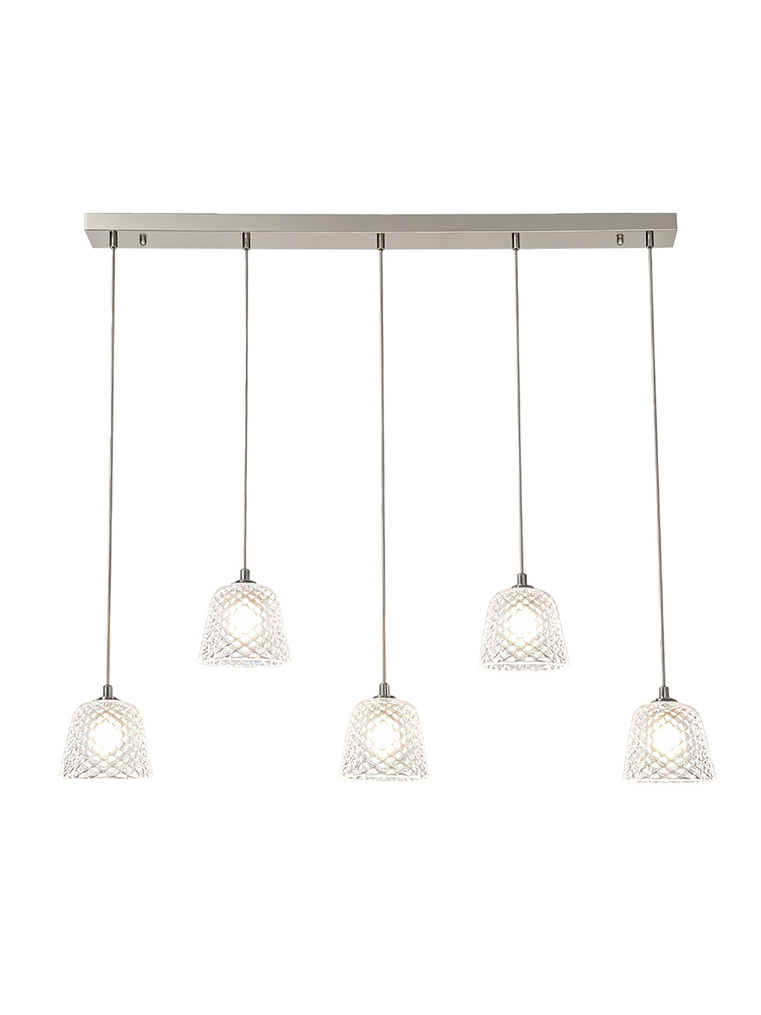 5-Light staggered Diamond Glass Linear Pendant Lamp
