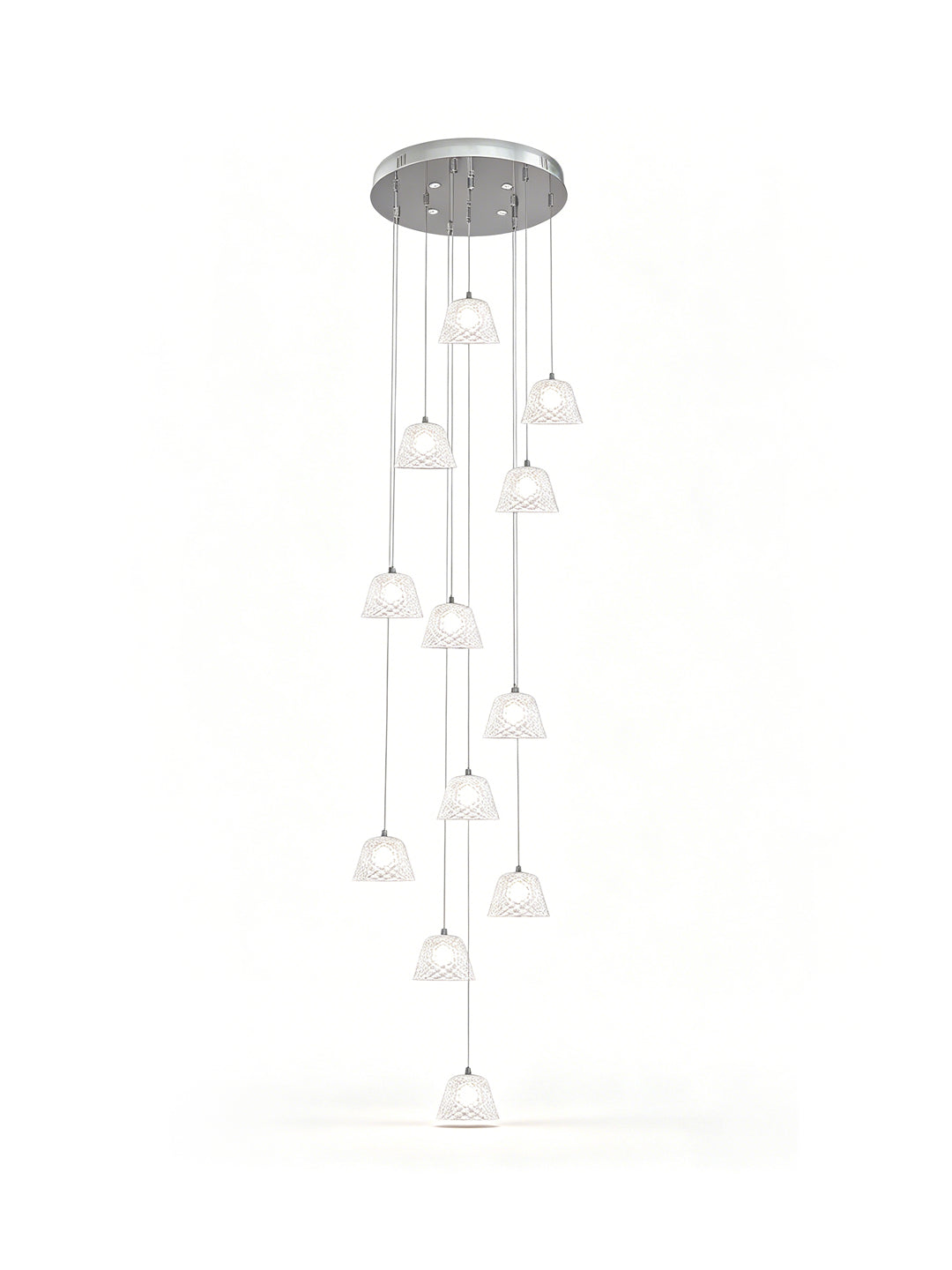 12-Light Spiral Staircase Glass Pendant Light