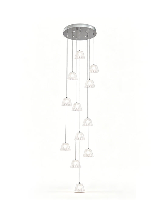 12-Light Spiral Staircase Glass Pendant Light