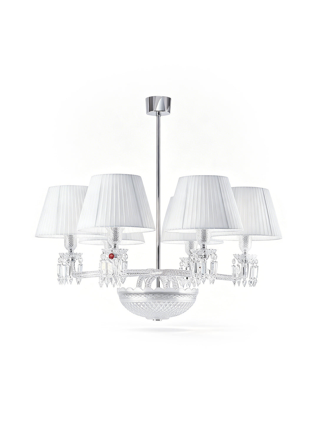 4-Light White Fabric Shade Crystal Chandelier