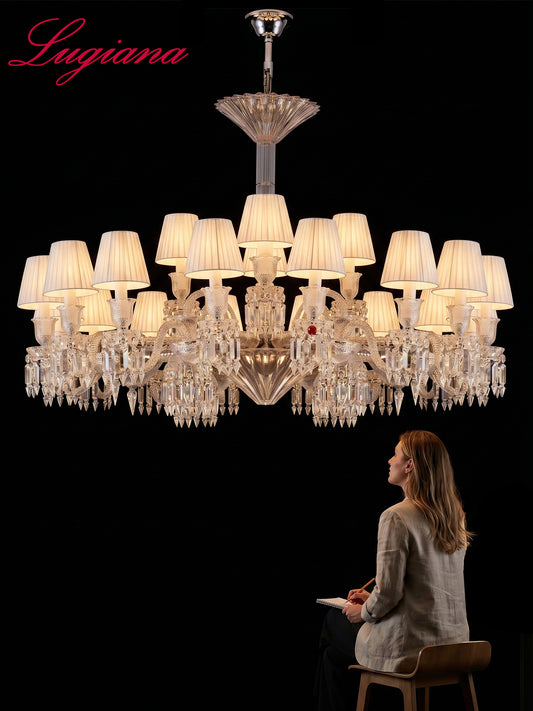 White Shade French Crystal Chandelier