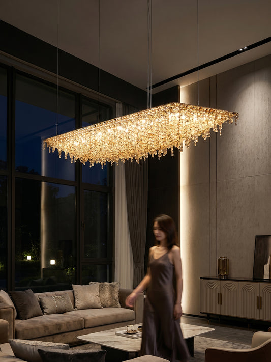 Modern Rectangular Crystal Chandelier