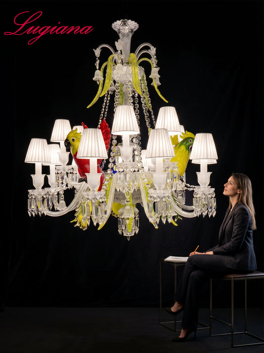 Parrot Decor Colorful Crystal Chandelier