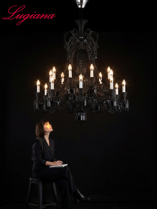 Baccarat-Style Black Crystal Chandelier