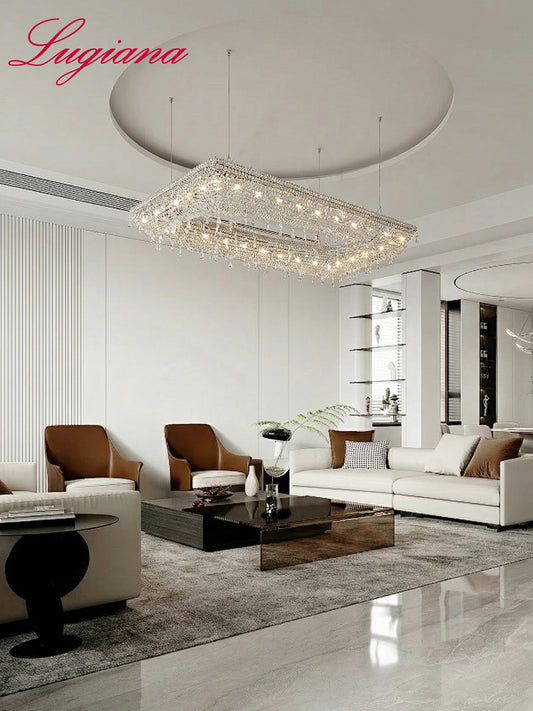 Modern Tiered Crystal Linear Chandelier
