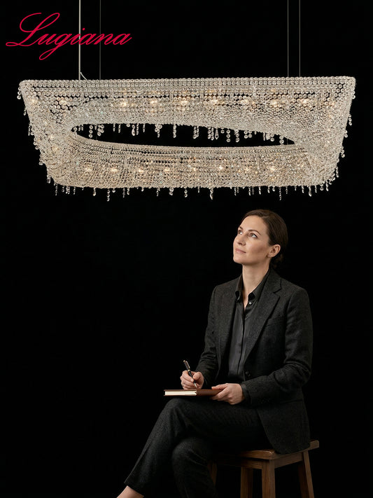 Modern Tiered Crystal Linear Chandelier