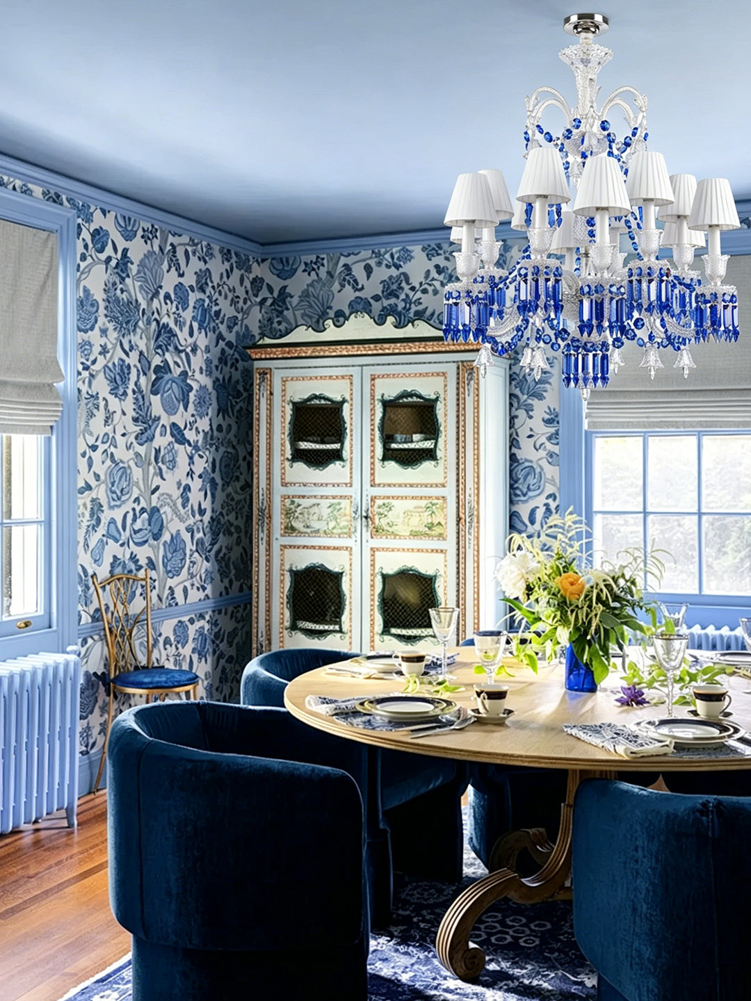 European Vintage Crystal Candelabra Chandelier