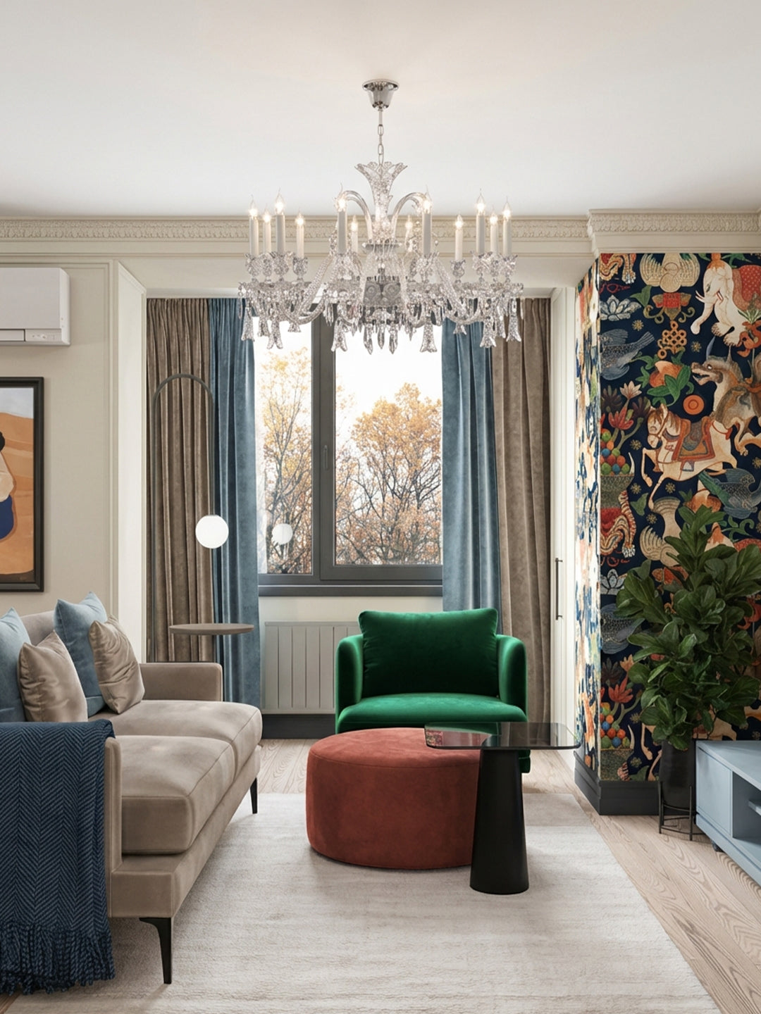 Baccarat-Style Clear Crystal Chandelier