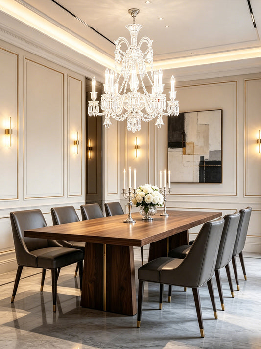 European Vintage Crystal Candelabra Chandelier