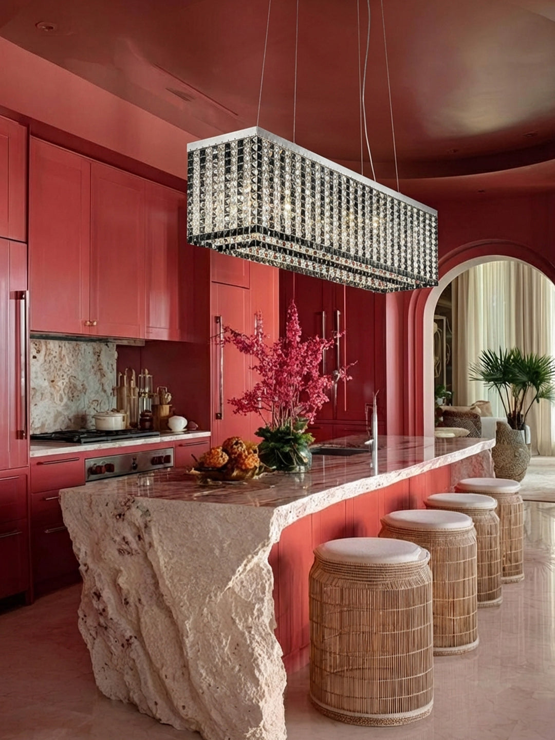 Linear Crystal Kitchen Island Pendant Light