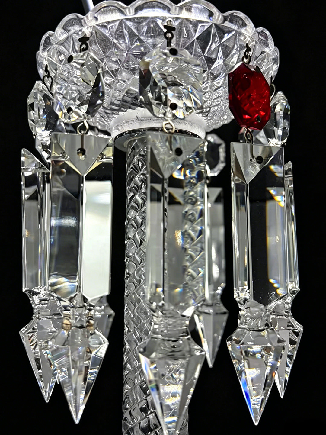 4-Light Tiered Arm White Shade Crystal Pendant Lamp