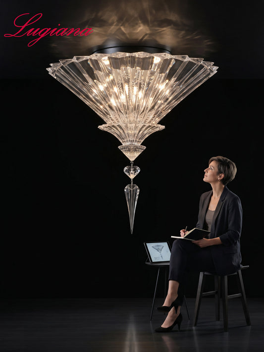 Fan shaped crystal wall sconce