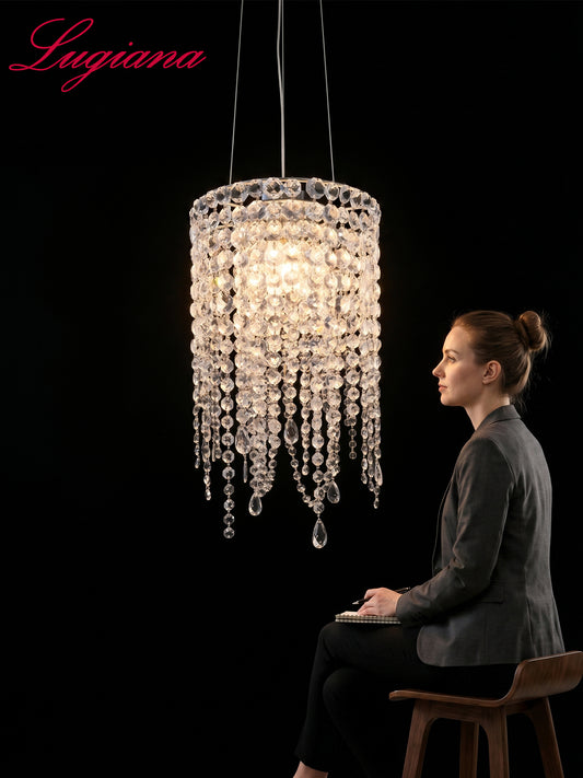 Cylindrical Crystal Pendant Light