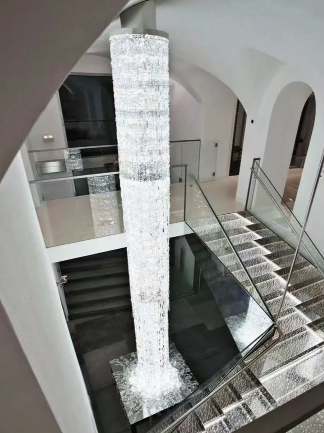 Long Cylinder Crystal Chandelier