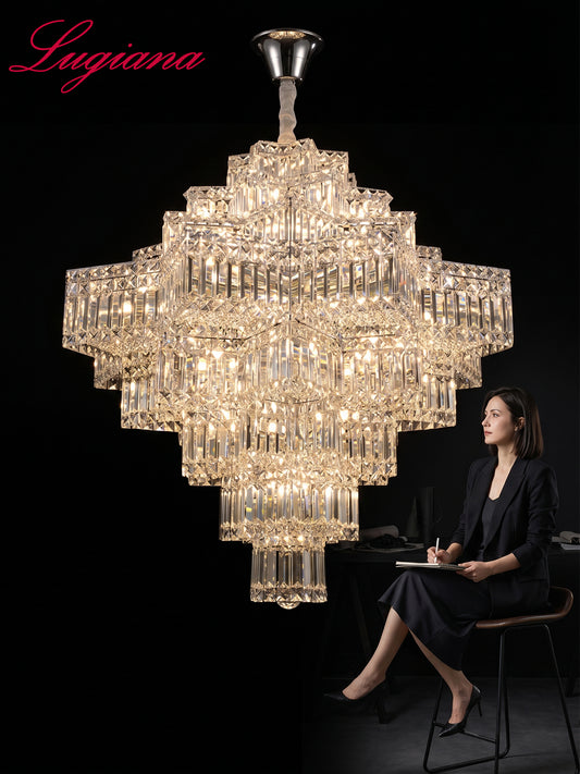 Tiered Pyramid Crystal Chandelier