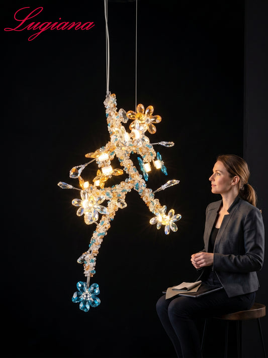 Green Crystal Tree Branch Chandelier