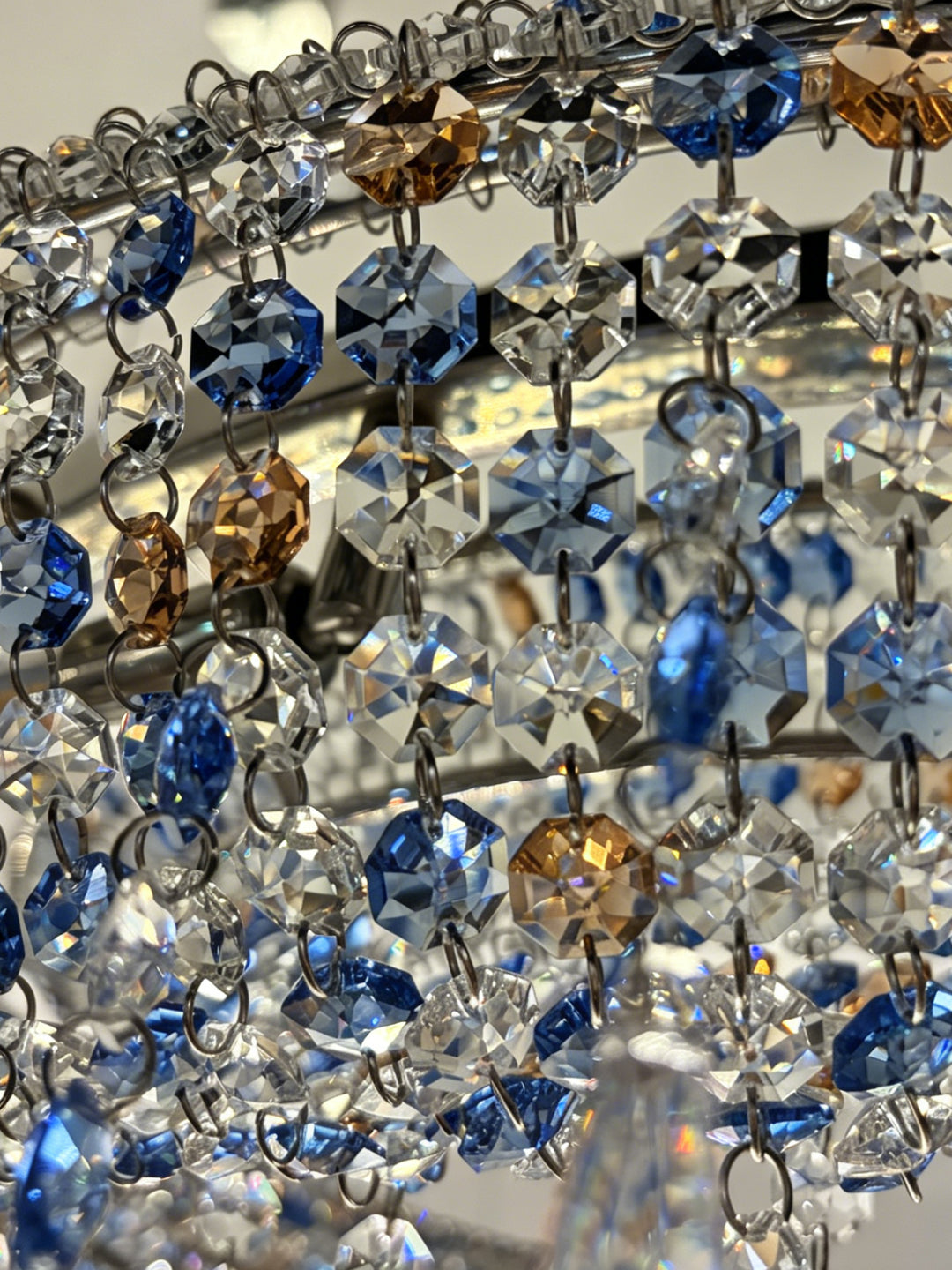 Modern Iridescent Crystal Ring Chandelier