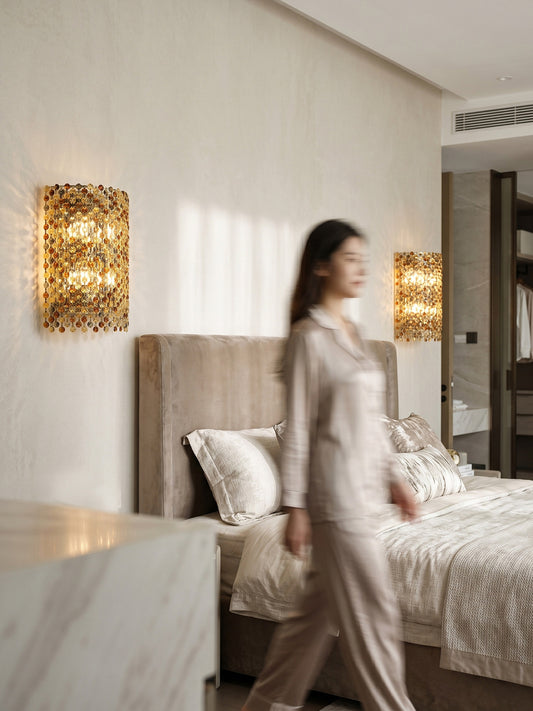 Amber Crystal Cylinder Wall Sconce