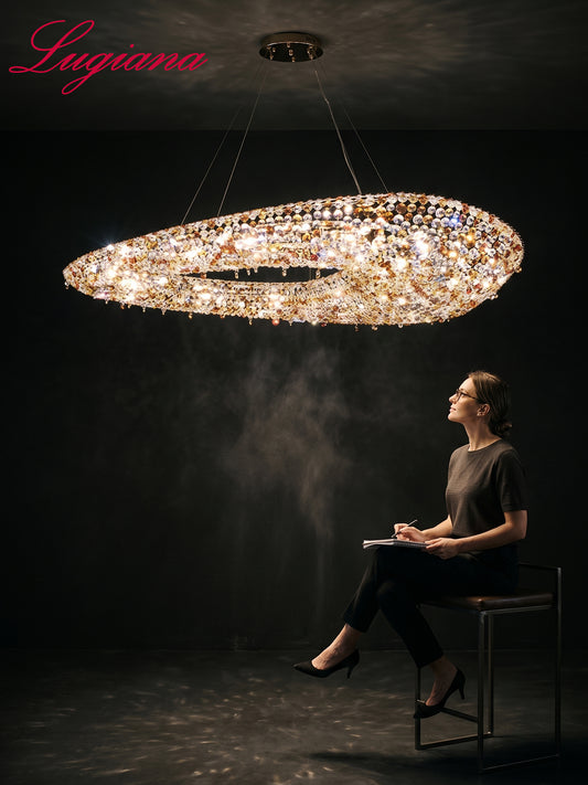 Oval Crystal Halo Chandelier