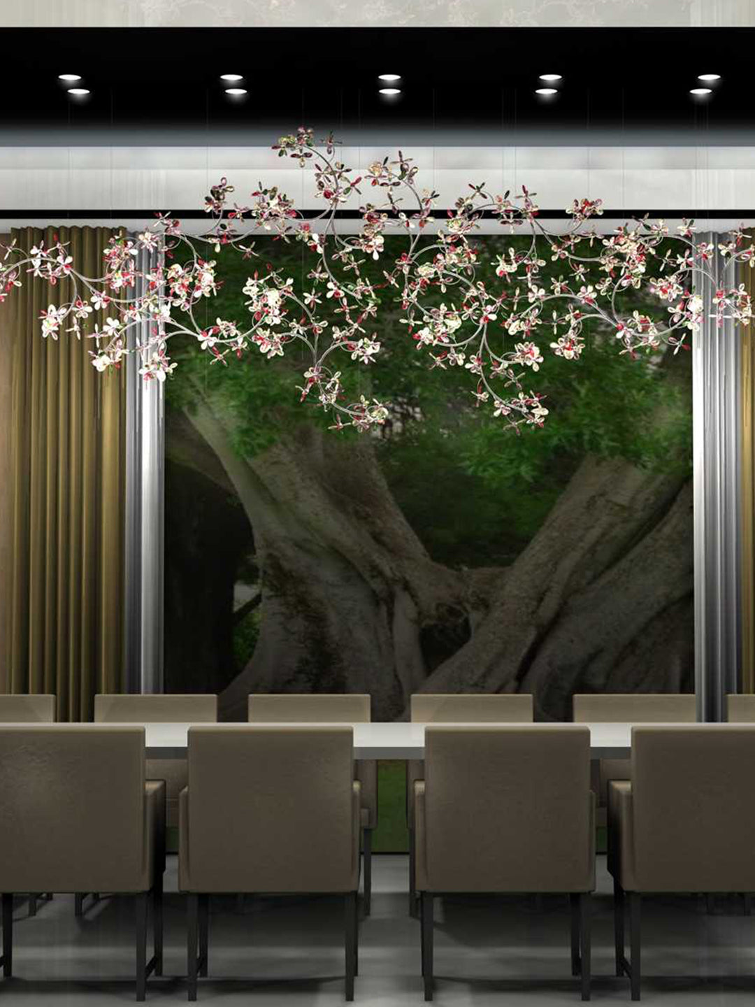 Multicolor Floral Branch Chandelier
