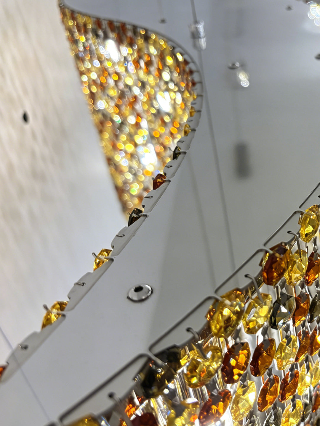 Wave-Shaped Gold Crystal Chandelier