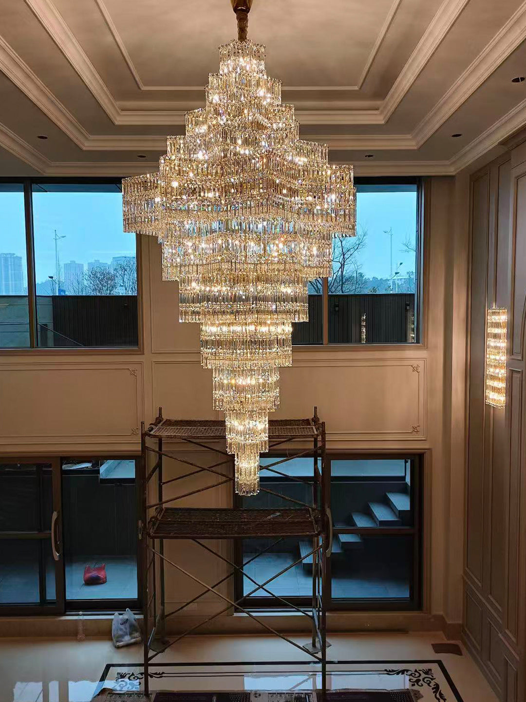 Tiered Pyramid Crystal Chandelier