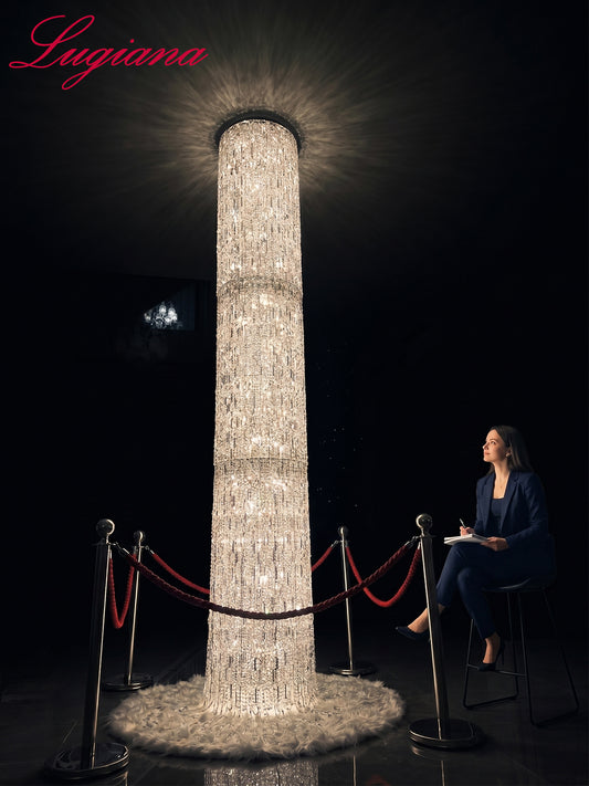 Long Cylinder Crystal Chandelier