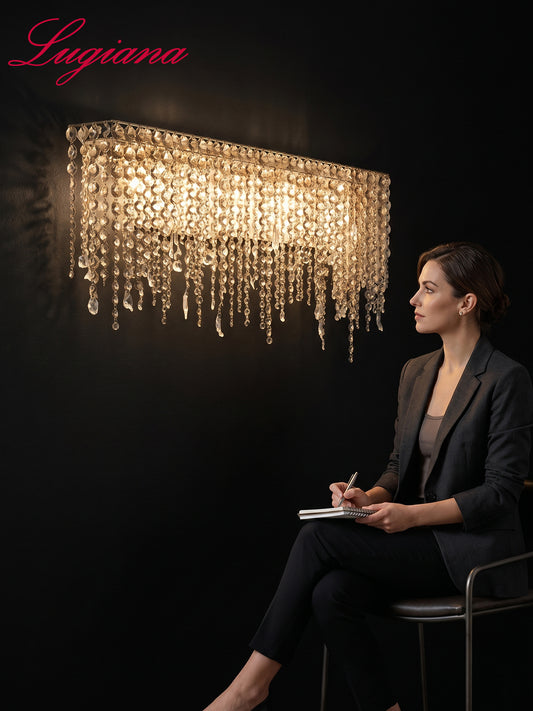 Rectangular Linear Crystal Chandelier