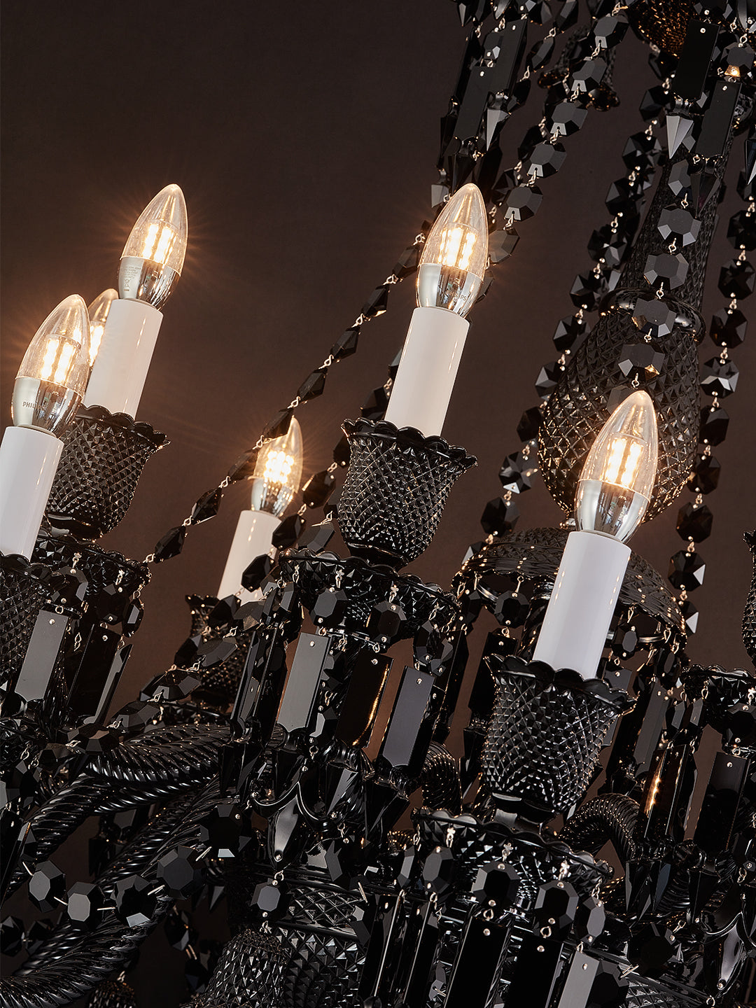Baccarat-Style Black Crystal Chandelier