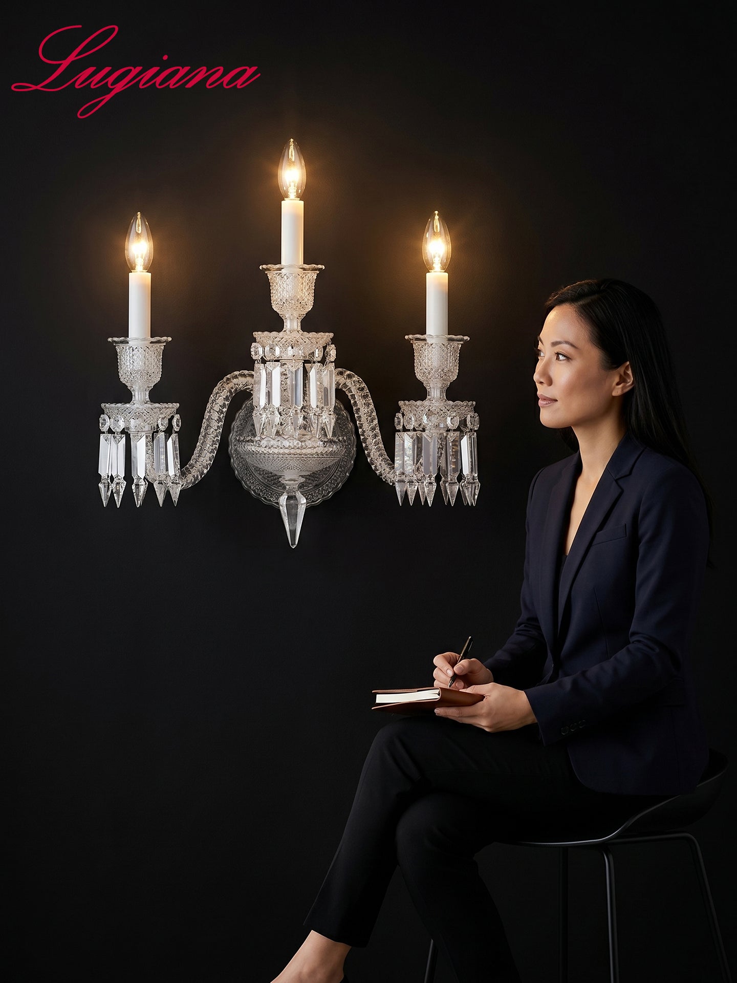 Baccarat-Style Regal Crystal Wall Light